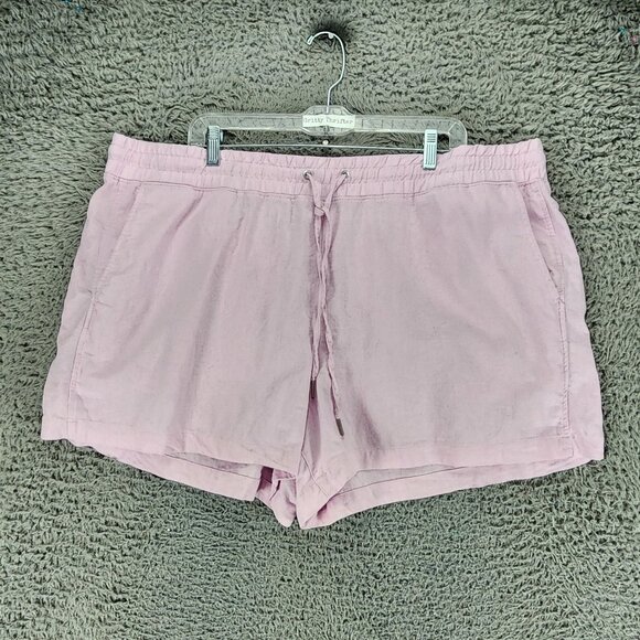 Gap Shorts Womens XXL Pink Linen Blend High Rise Drawstring *GUC* - Picture 1 of 11